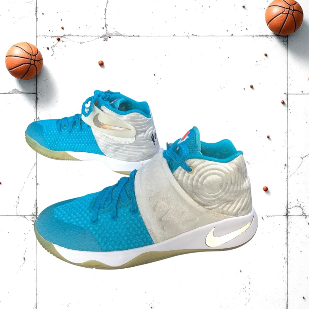 Nike Kyrie 2 Signed Christmas Blue White Obsidian Sneakers BB Shoes Y7 Wm 8.5